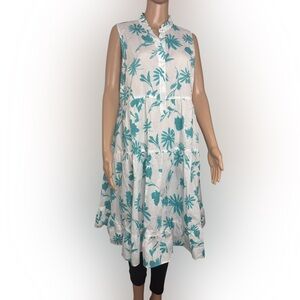 Rosso35 Floral Sleeveless Italian Tiered Cotton Dress, never worn, XL